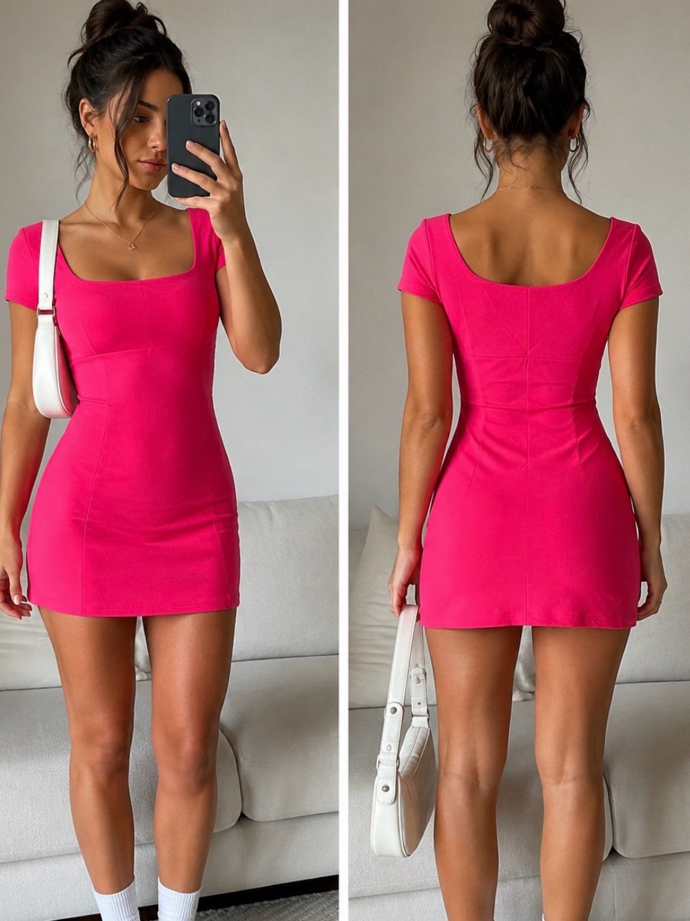 Zara Bright Pink y2k mini dress vintage summer girlcore Lizzie McGuire NWT